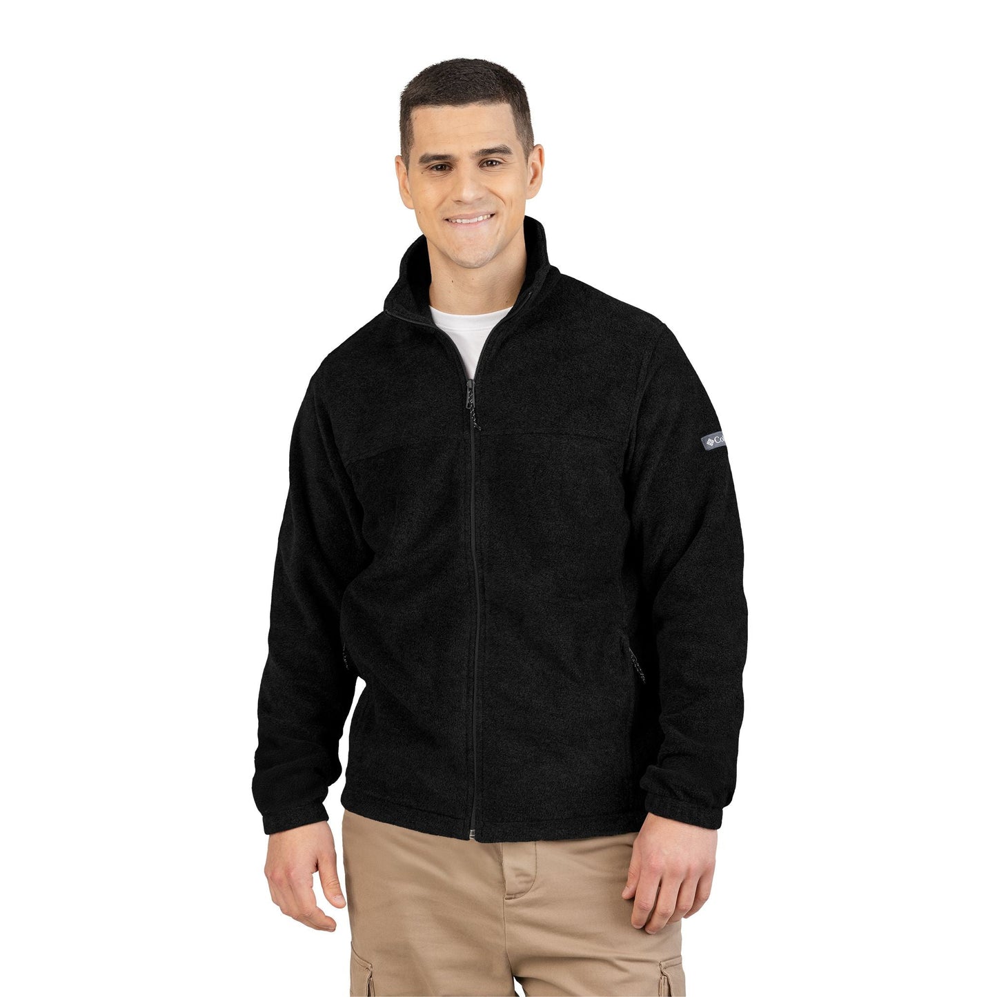 Embroidered Psychedelic Patch Fleece Jacket – Unisex Colorful Abstract Back Design Printify