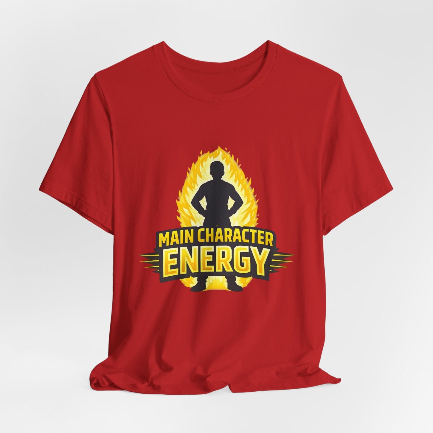 Main Character Energy T-Shirt - Graphic Tee with Bold Silhouette & Flame Design Printify