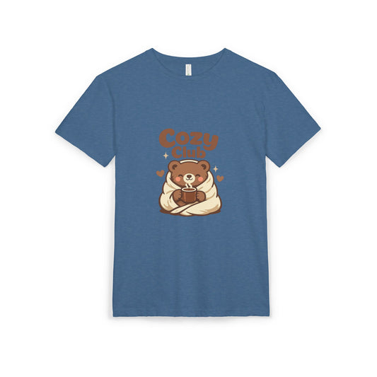 Cozy Club Bear T-Shirt — Cute Blanket & Hot Cocoa Graphic Tee