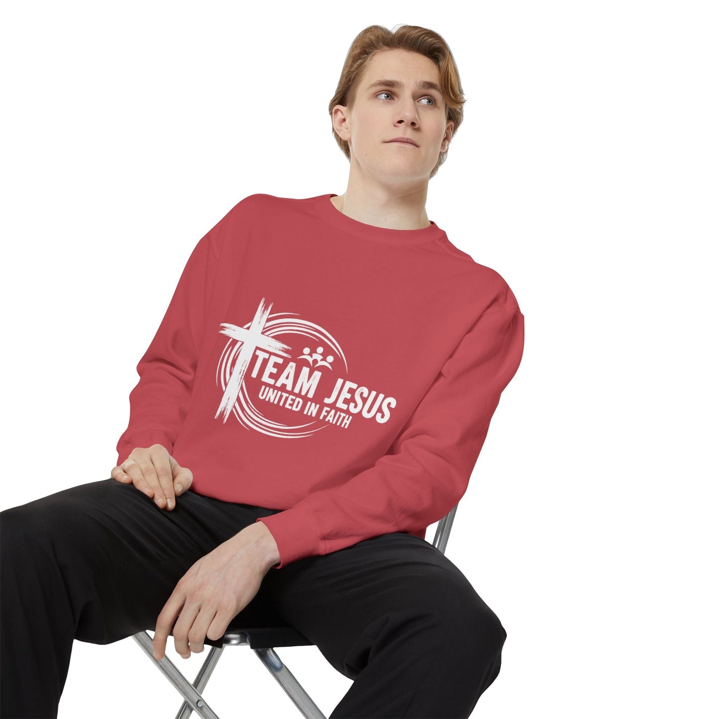 Team Jesus Crewneck Sweatshirt for Men – Faith-Based Christian Graphic Pullover Printify