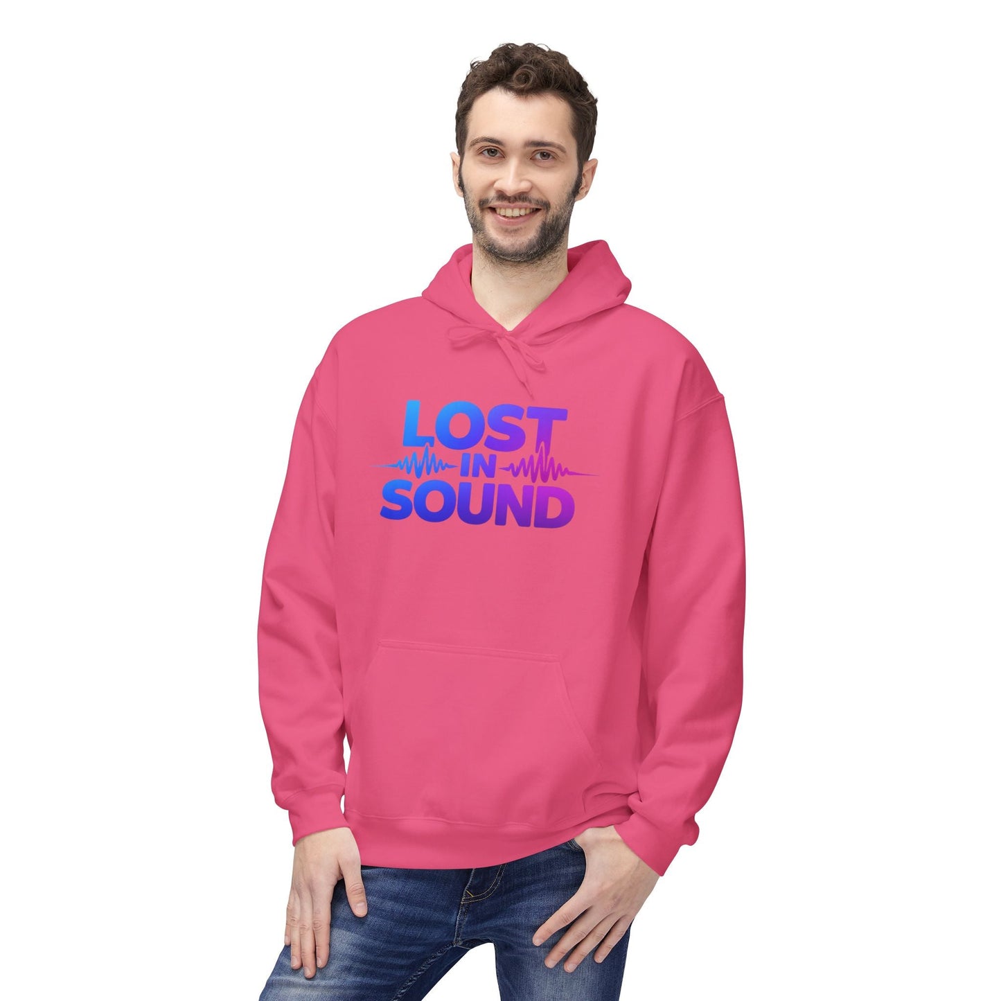 Lost in Sound Hoodie — Gradient Music Wave Pullover Printify