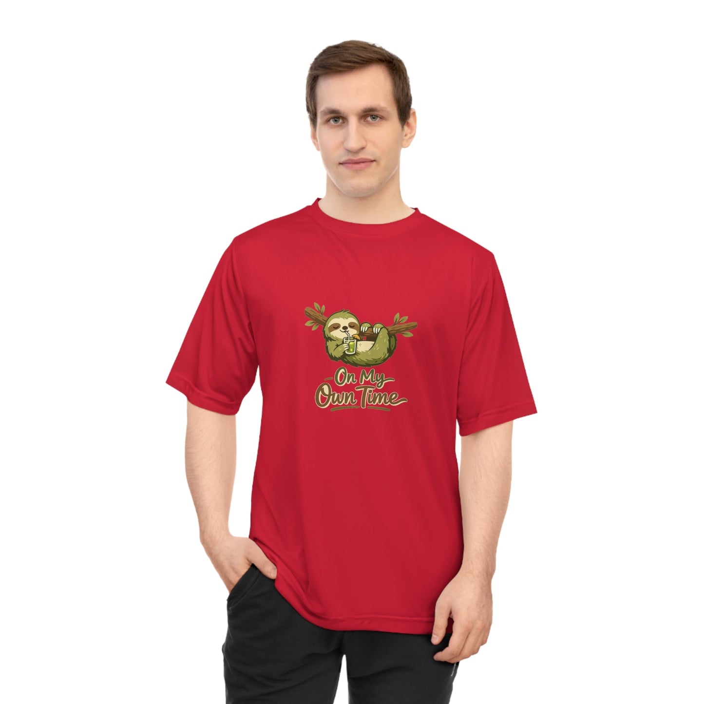 Sloth "On My Own Time" Performance T-Shirt Printify