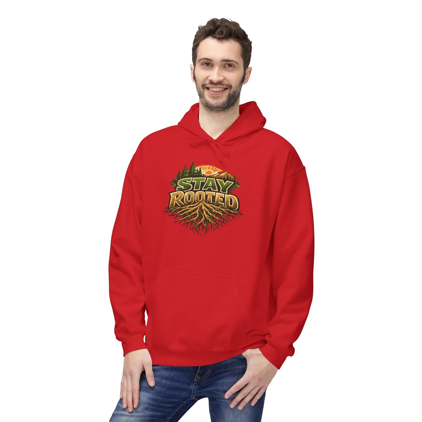 Stay Rooted Hoodie — Forest Nature Graphic Pullover