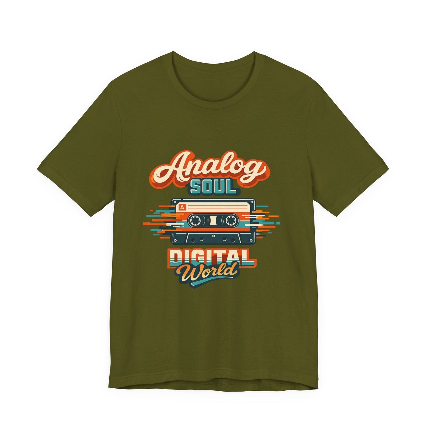 Analog Soul Digital World T-Shirt – Retro Cassette Tee for Music Lovers Printify