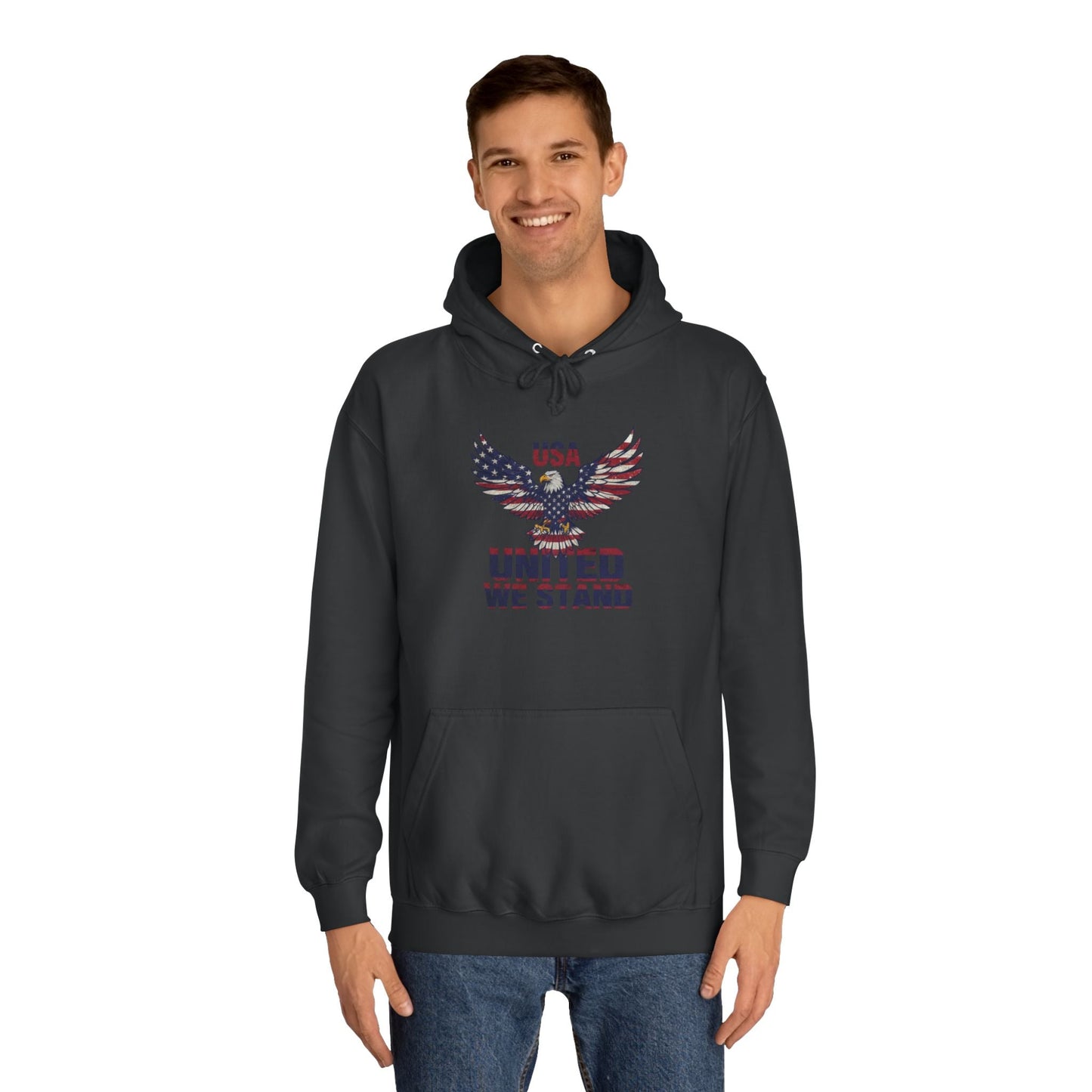 Patriotic Eagle Hoodie – Unisex USA “United We Stand” American Flag Graphic Printify