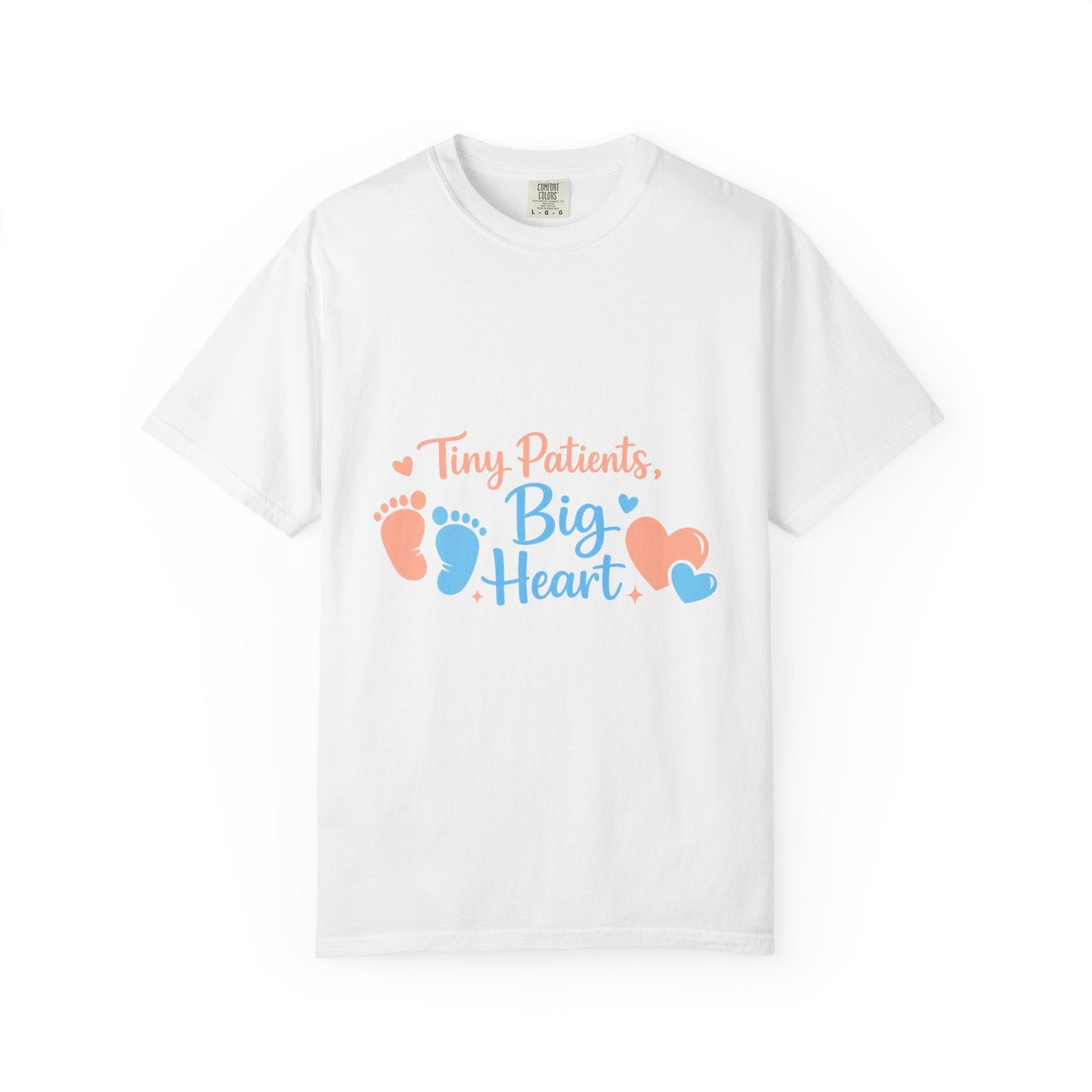 T-Shirt — "Tiny Patients, Big Heart" Baby Footprint Awareness Tee Printify