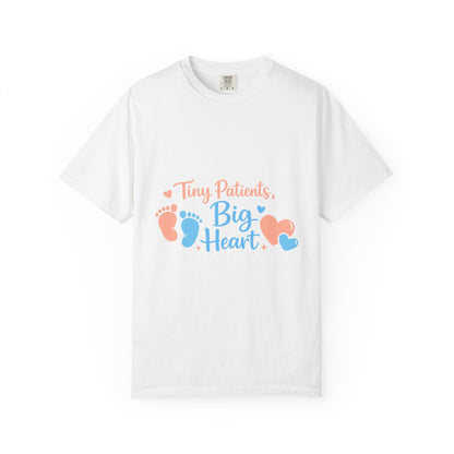 T-Shirt — "Tiny Patients, Big Heart" Baby Footprint Awareness Tee Printify