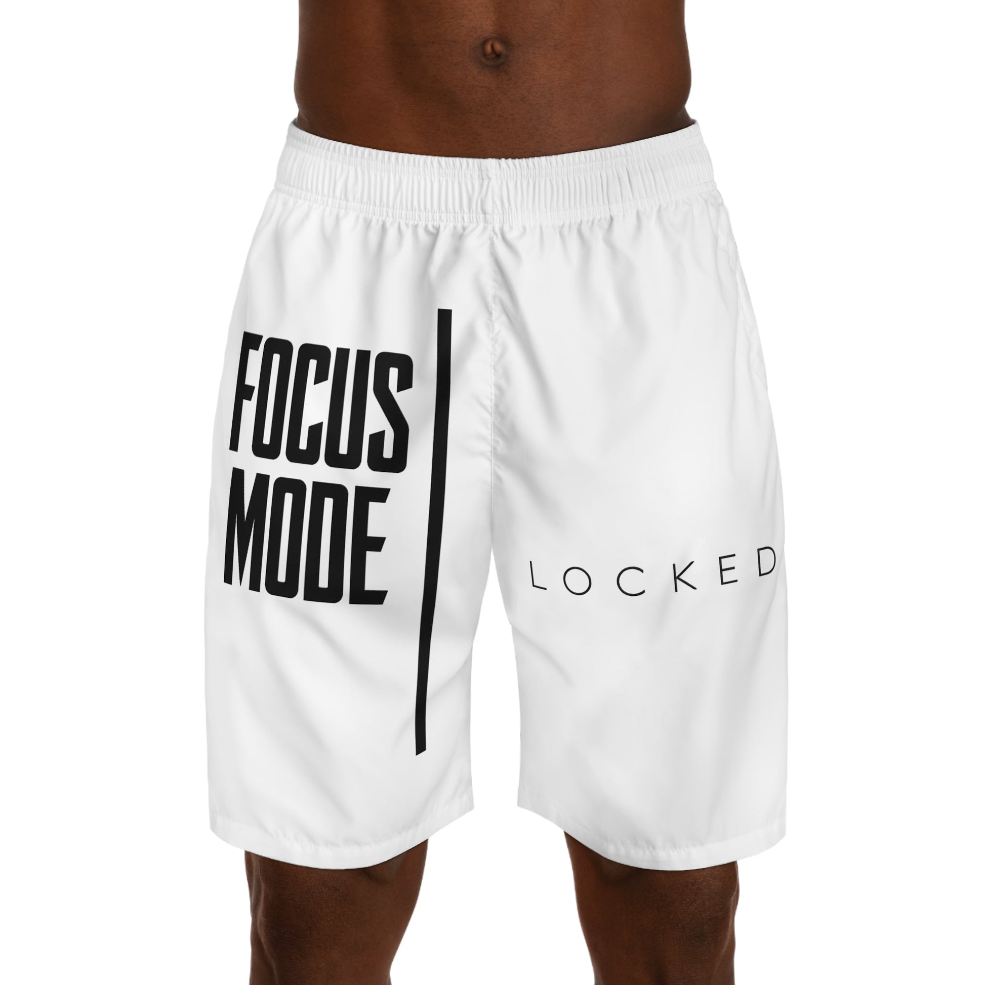Focus Mode Locked Men's Jogger Shorts — Athletic Streetwear with Bold Typography Printify