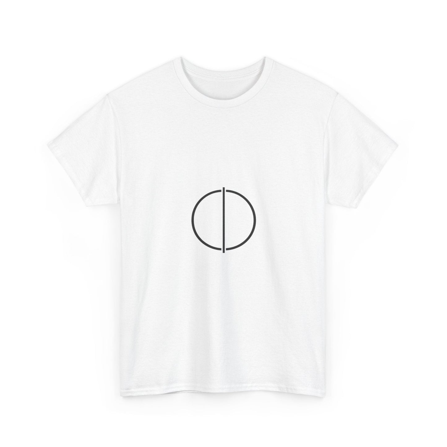 Minimal Circle Split Tee — Modern Graphic White T‑Shirt Printify