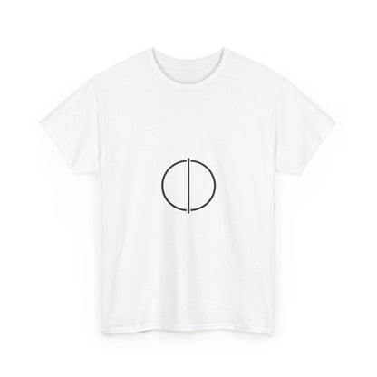 Minimal Circle Split Tee — Modern Graphic White T‑Shirt Printify