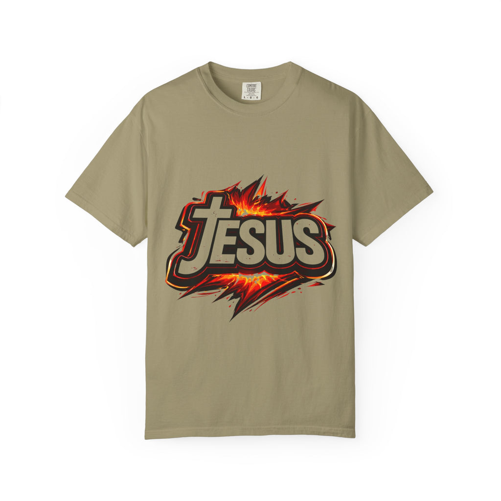 Jesus Graphic T-Shirt — Bold Flame Logo Christian Faith Tee