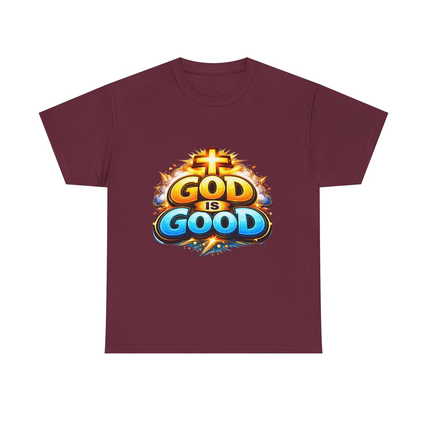 God Is Good T-Shirt for Men – Christian Faith Tee with Cross Graphic Printify