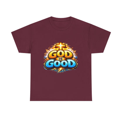 God Is Good T-Shirt for Men – Christian Faith Tee with Cross Graphic Printify