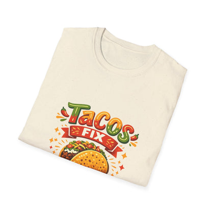 T-Shirt — "Tacos Fix Everything" Funny Taco Lover Graphic Tee Printify