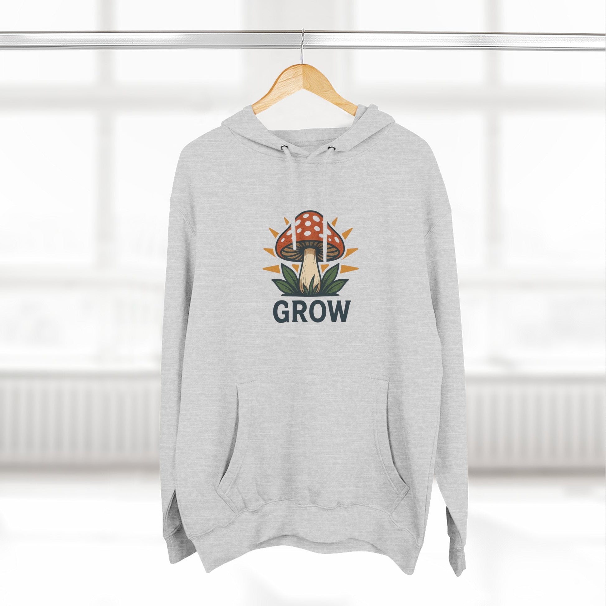 Grow Mushroom Hoodie – Unisex Botanical Graphic Fleece Pullover Printify