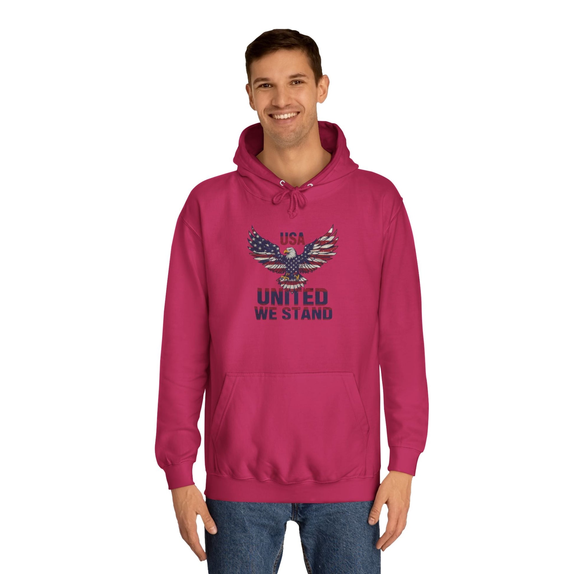 Patriotic Eagle Hoodie – Unisex USA “United We Stand” American Flag Graphic Printify