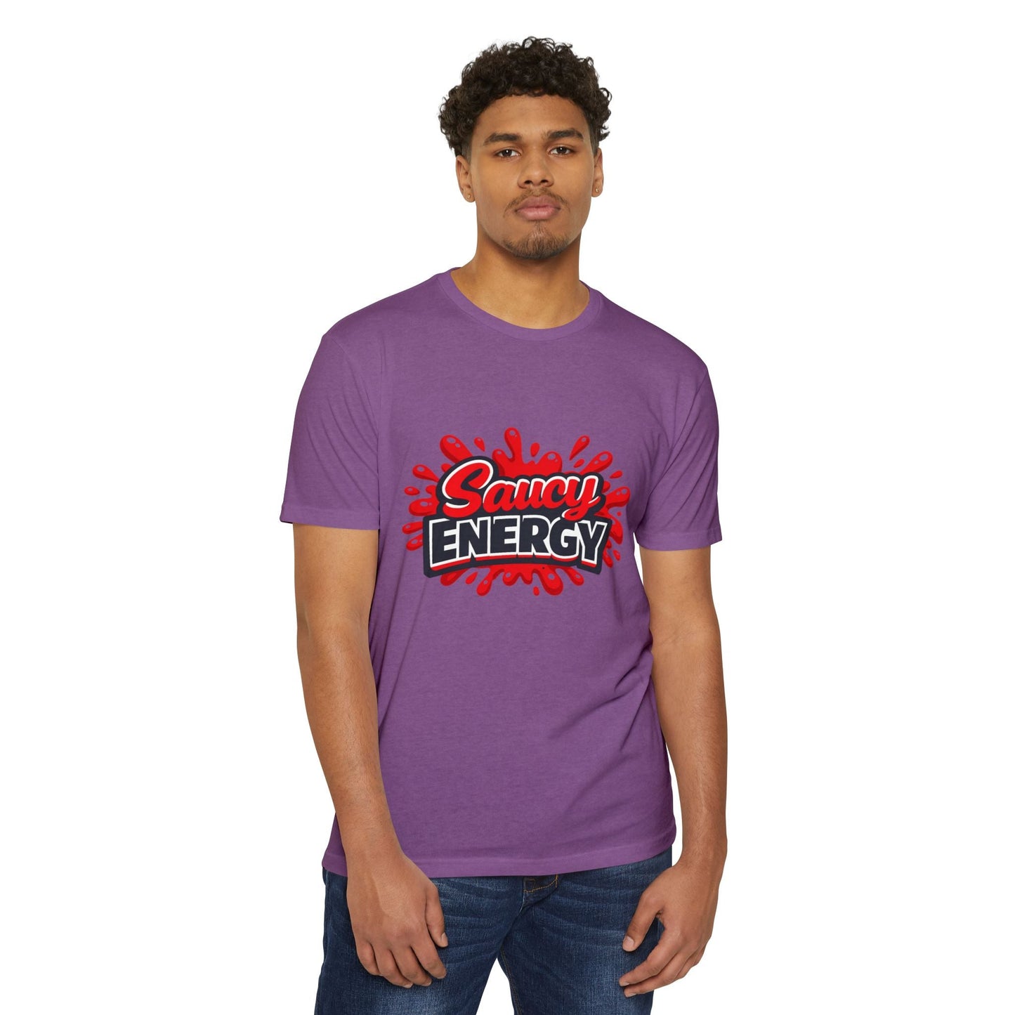 Saucy Energy T-Shirt — Bold Red Splash Graphic Tee Printify