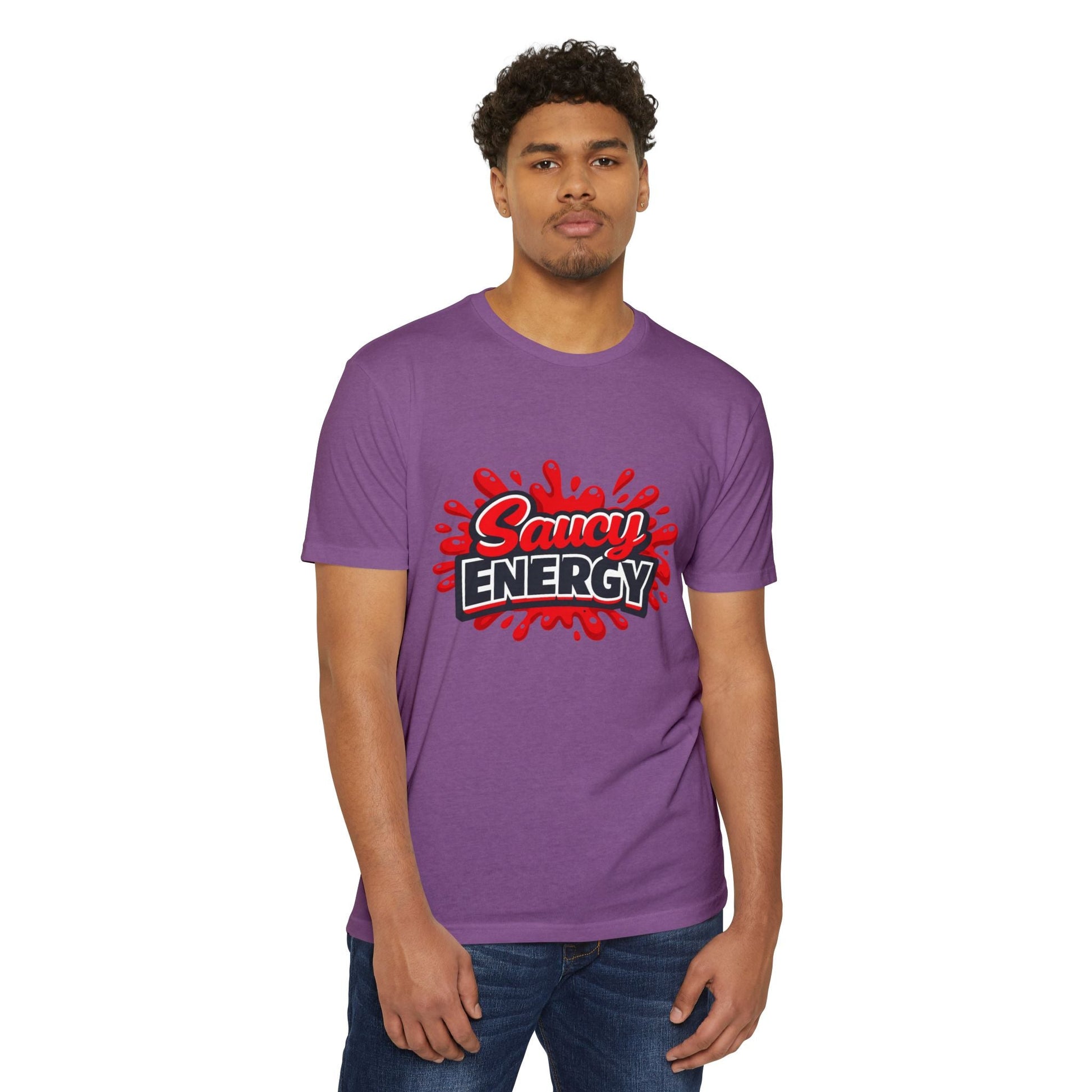 Saucy Energy T-Shirt — Bold Red Splash Graphic Tee Printify