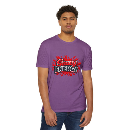 Saucy Energy T-Shirt — Bold Red Splash Graphic Tee Printify