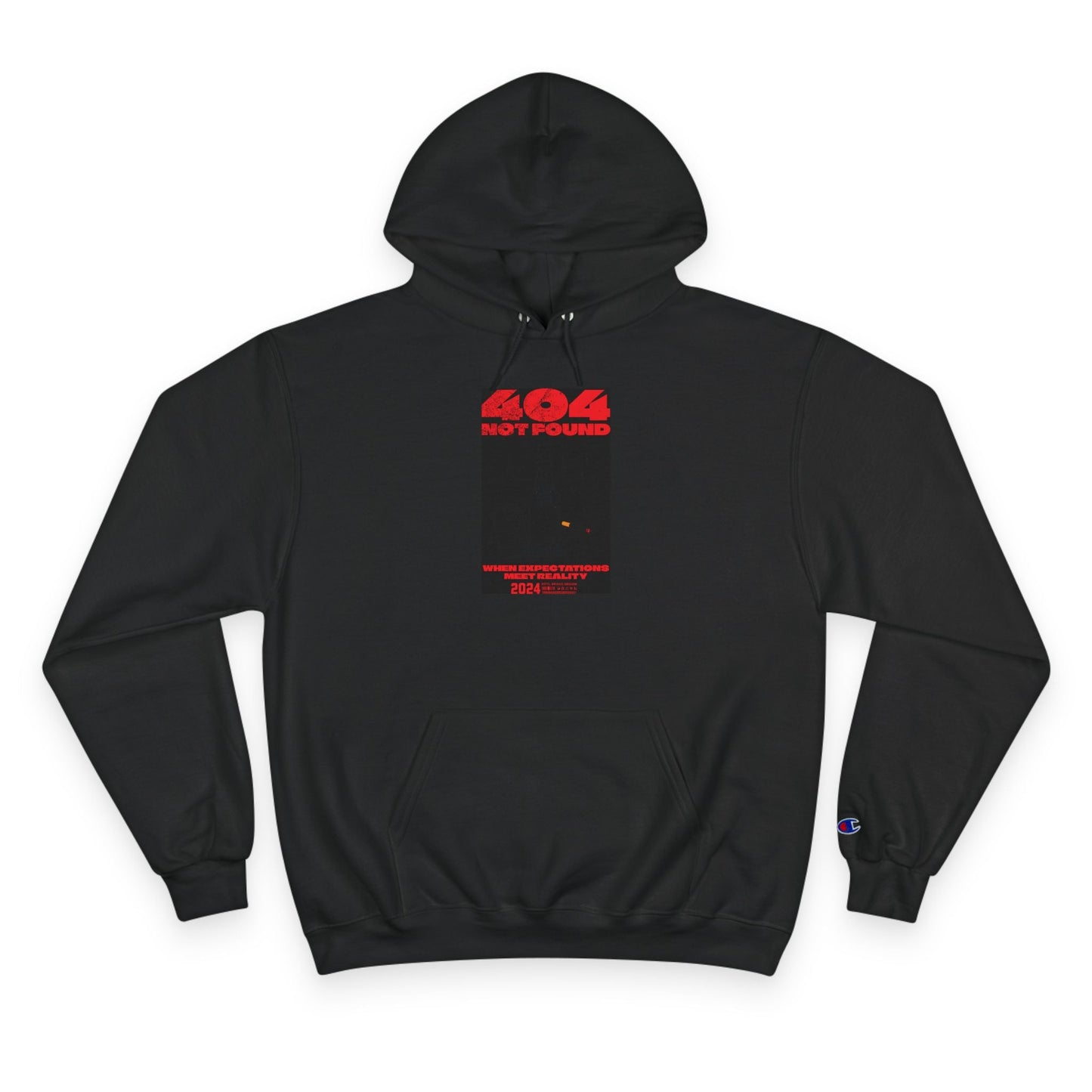 Champion Hoodie - Minimal Red Black Graphic Streetwear Hoodie Printify
