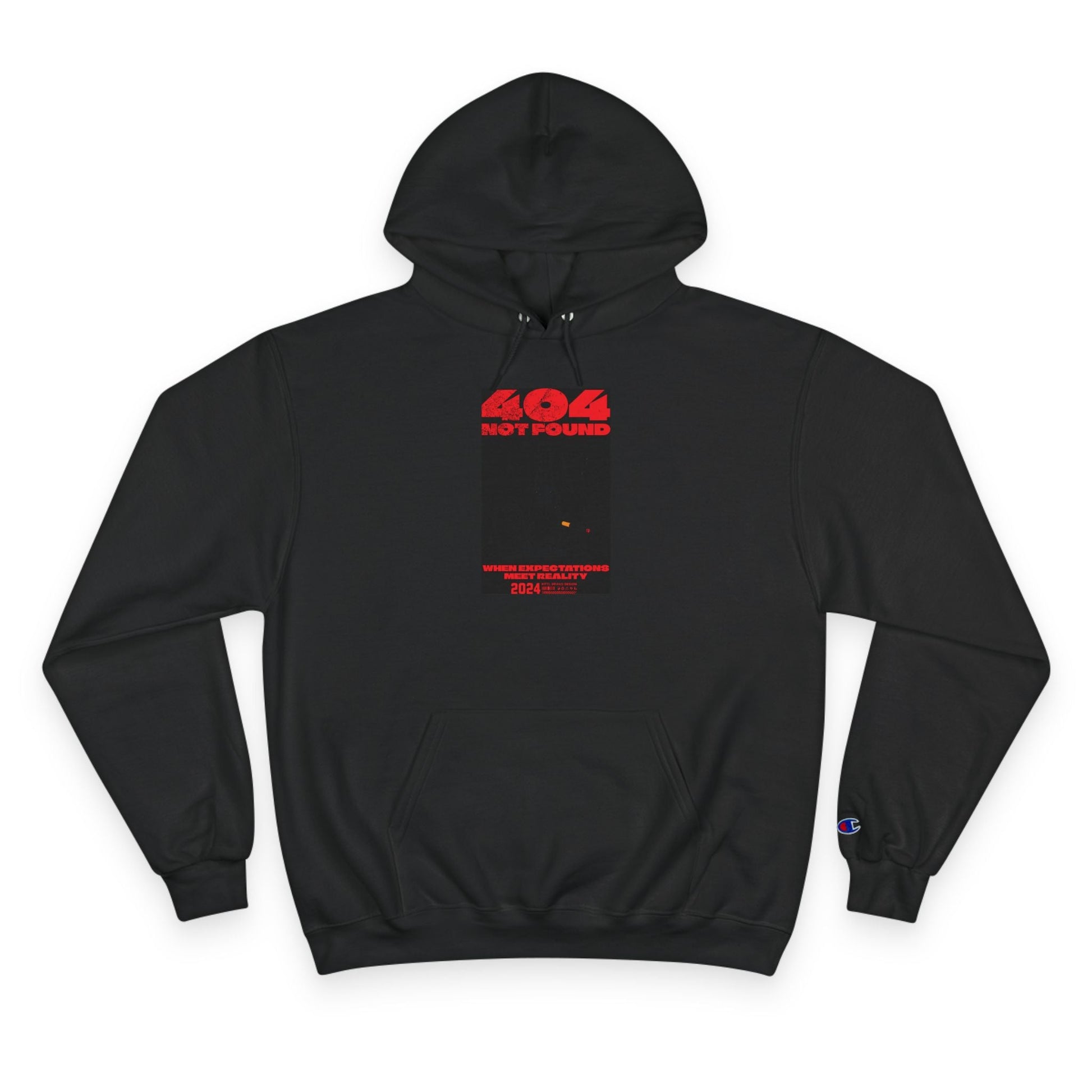 Champion Hoodie - Minimal Red Black Graphic Streetwear Hoodie Printify