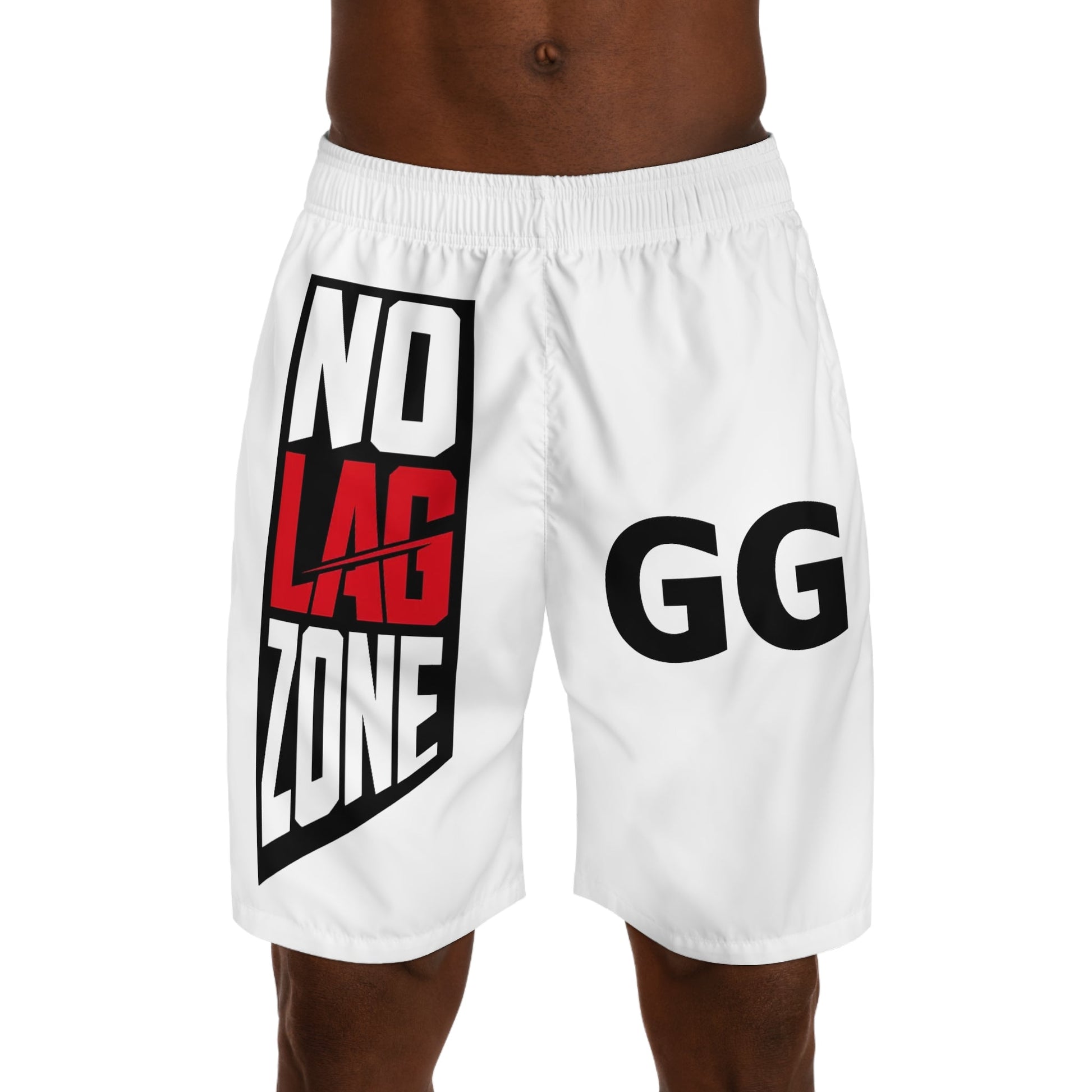 No Lag Zone "GG" Men's Jogger Shorts — Gaming Performance AOP Shorts Printify