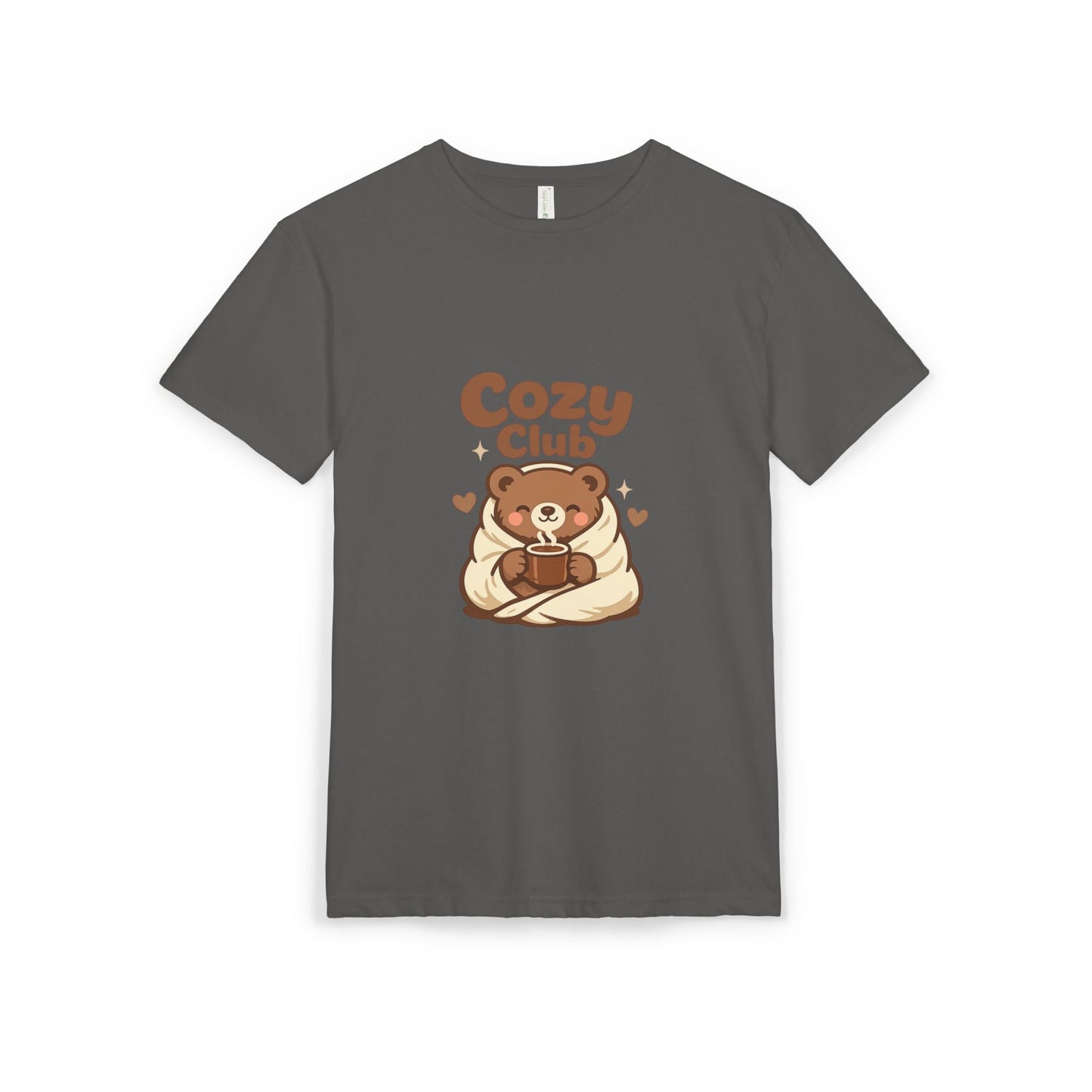 Cozy Club Bear T-Shirt — Cute Blanket & Hot Cocoa Graphic Tee Printify