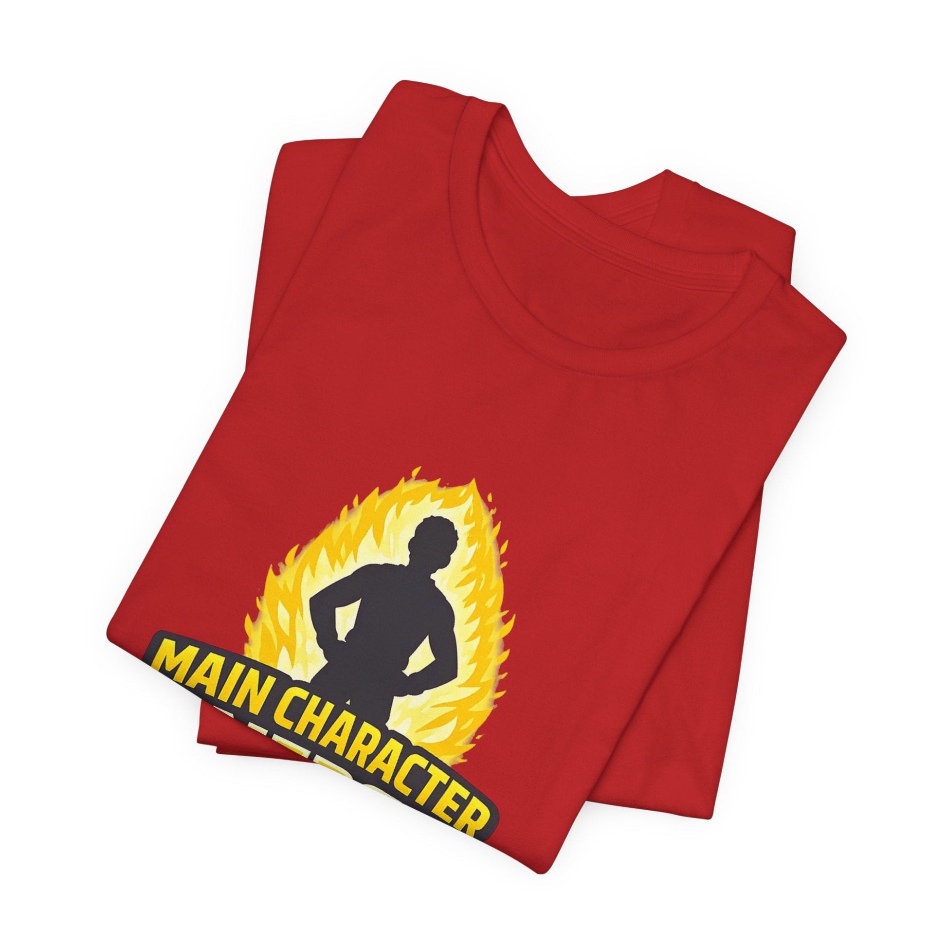Main Character Energy T-Shirt - Graphic Tee with Bold Silhouette & Flame Design Printify