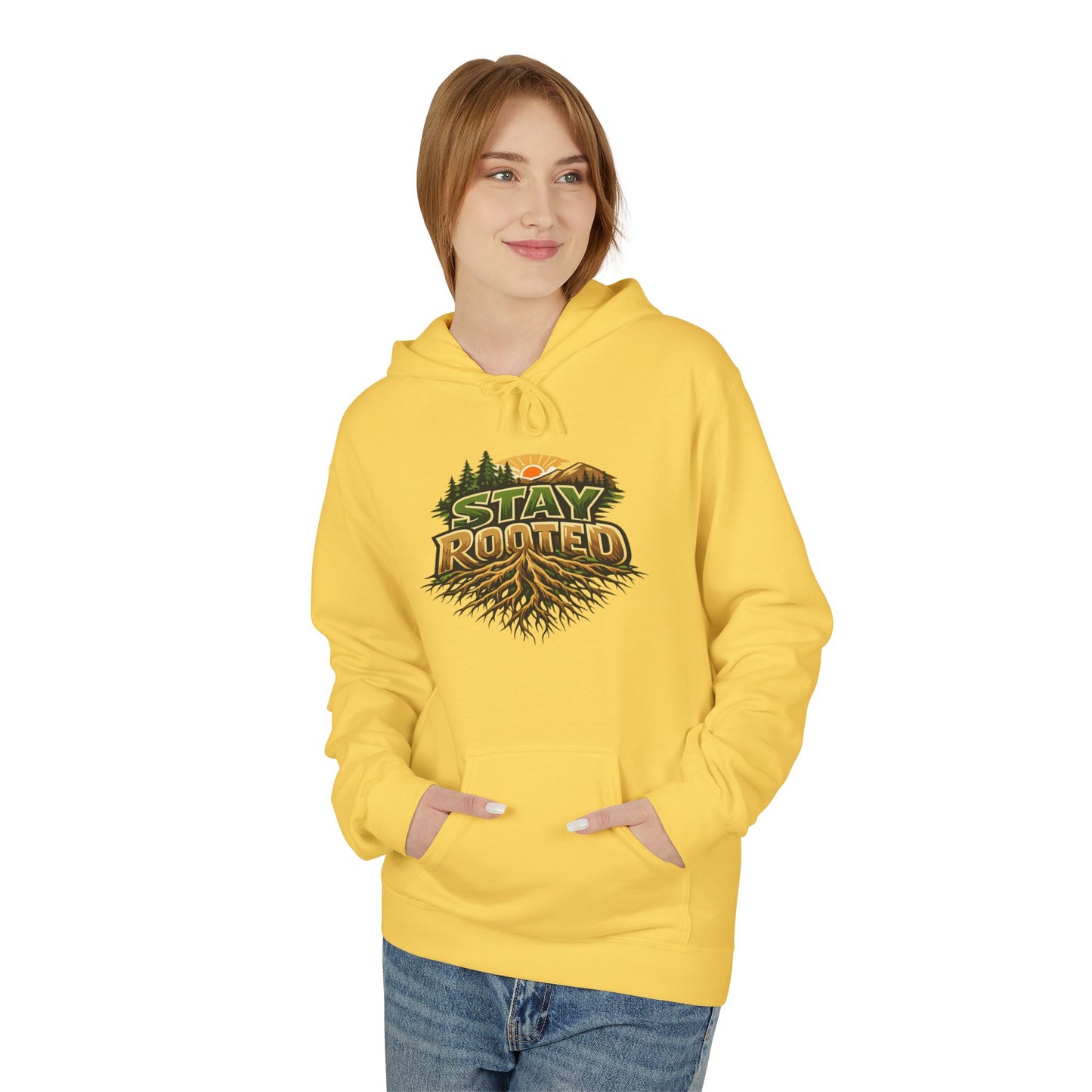 Stay Rooted Hoodie — Forest Nature Graphic Pullover