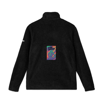 Embroidered Psychedelic Patch Fleece Jacket – Unisex Colorful Abstract Back Design Printify