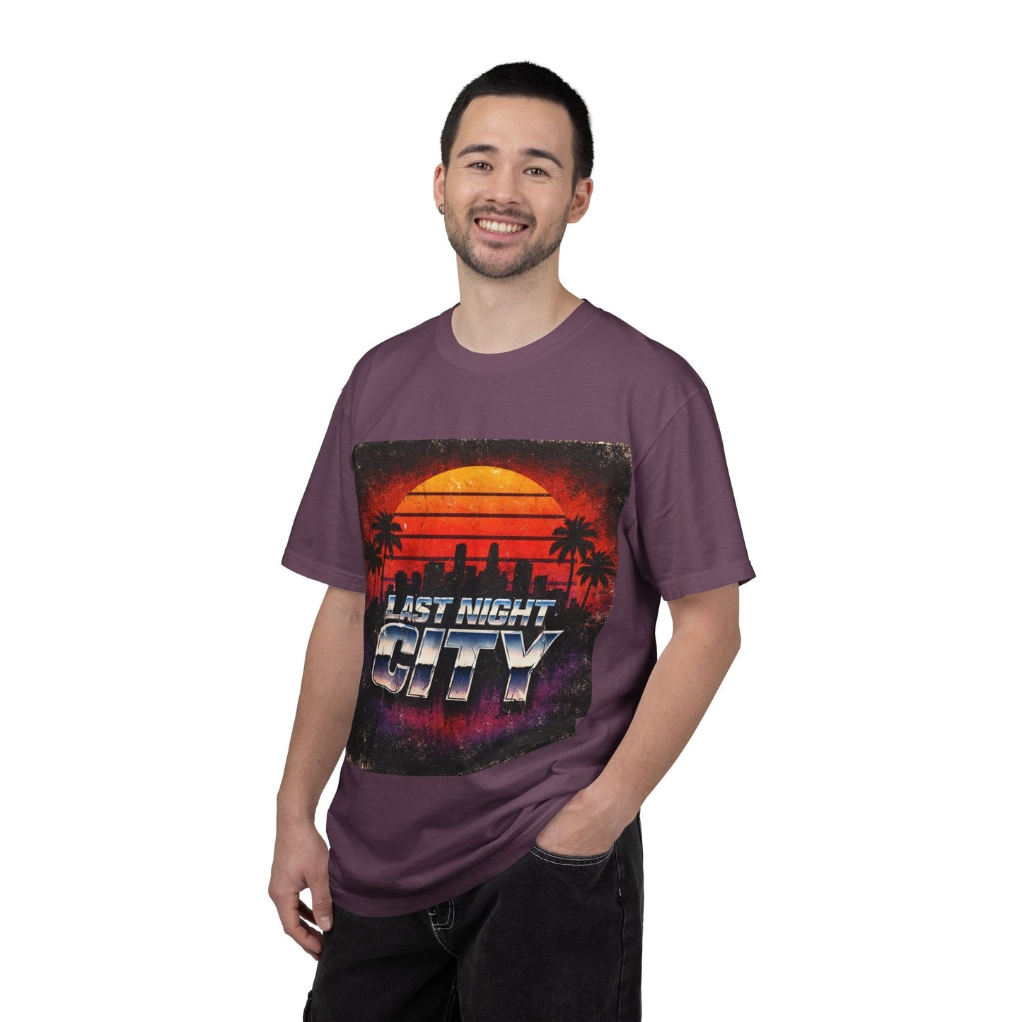 Last Night City T-Shirt — Retro Sunset Miami Vaporwave Tee Printify