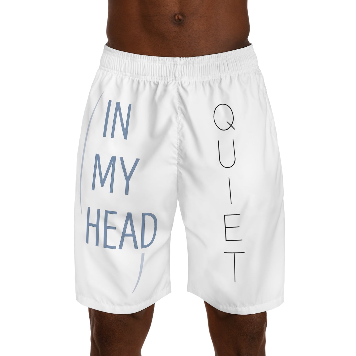 Quiet Jogger Shorts — “In My Head” Graphic Men's Athletic Shorts Printify