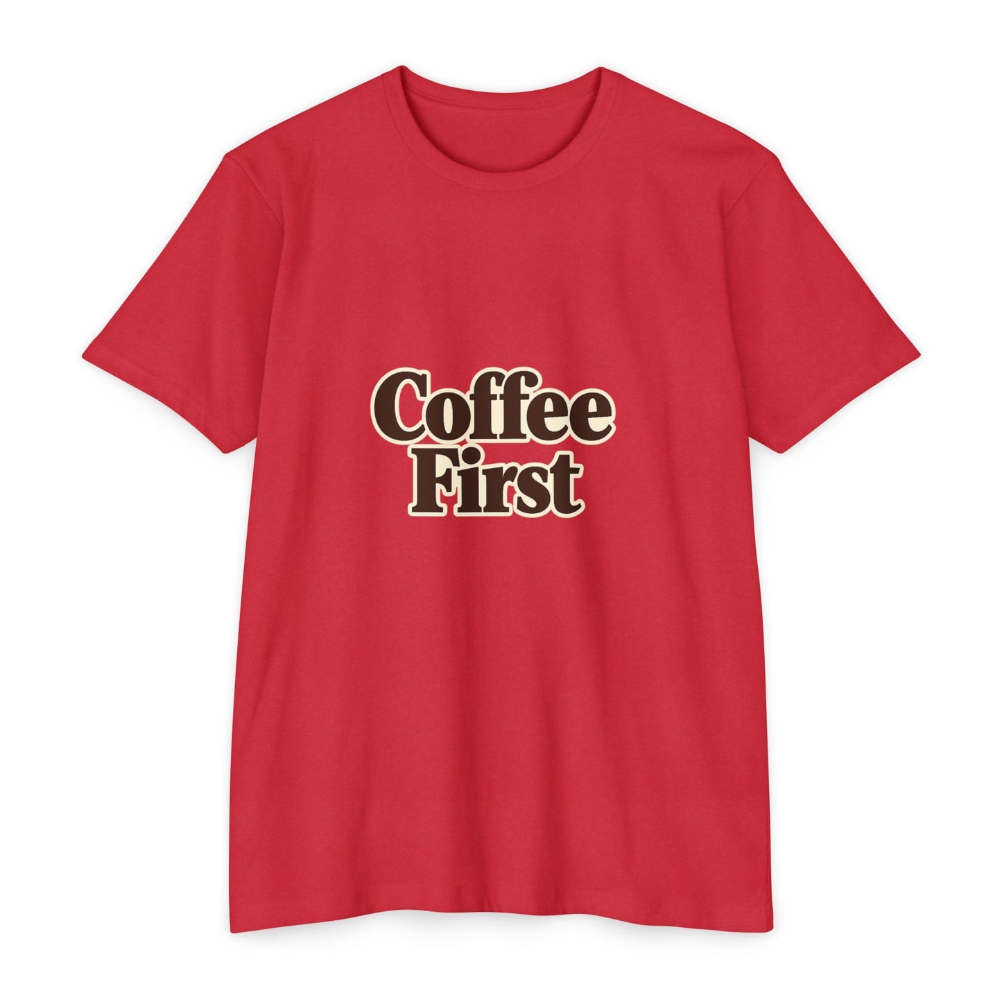 Coffee First T-Shirt — Retro Script Coffee Lover Tee Printify