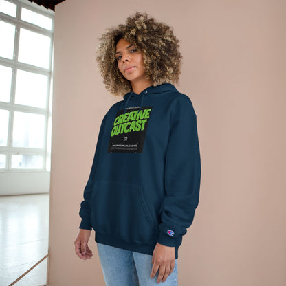 Creative Outcast Hoodie — Bold Green Graphic Champion Hooded Sweatshirt Printify