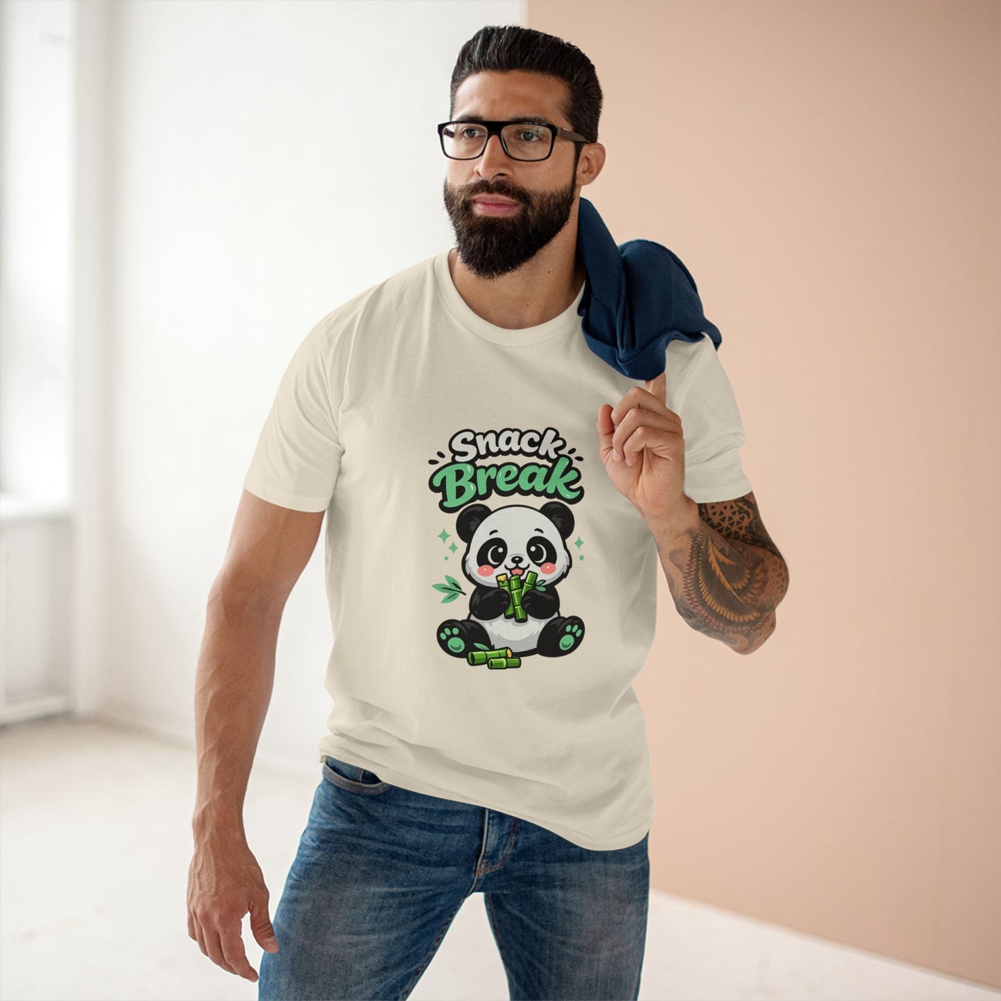 Snack Break Panda T-Shirt — Cute Panda Eating Bamboo Graphic Tee Printify