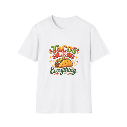 T-Shirt — "Tacos Fix Everything" Funny Taco Lover Graphic Tee Printify