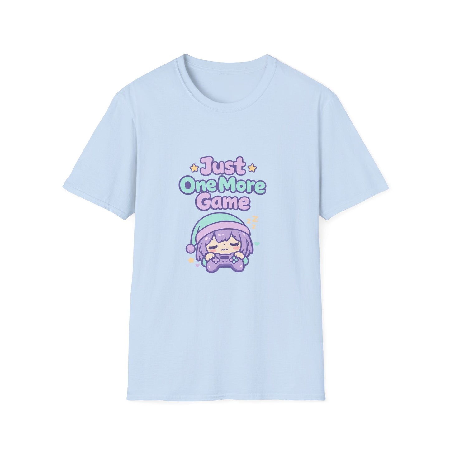 Just One More Game Gamer T‑Shirt — Cute Kawaii Sleeping Gamer Tee Printify