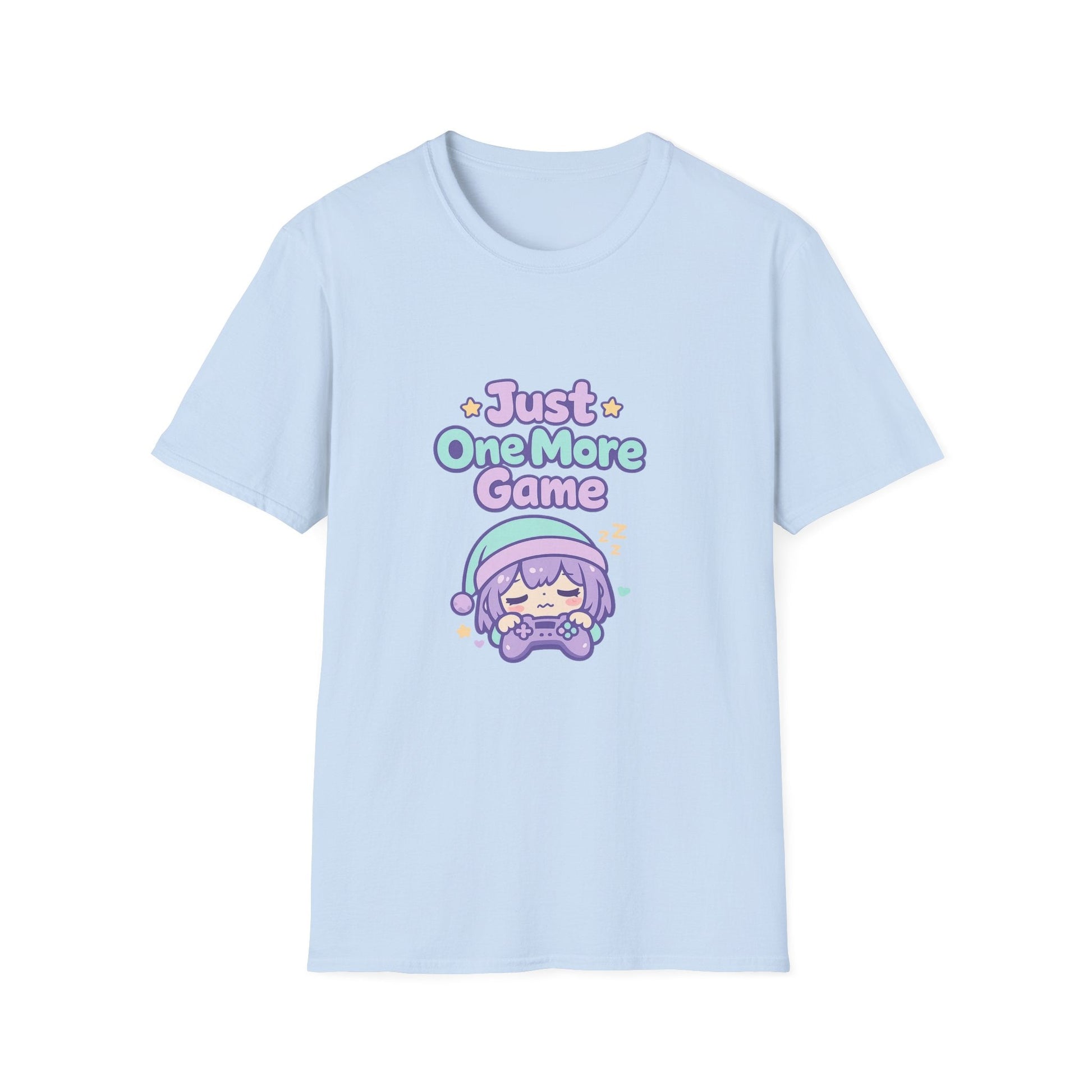 Just One More Game Gamer T‑Shirt — Cute Kawaii Sleeping Gamer Tee Printify