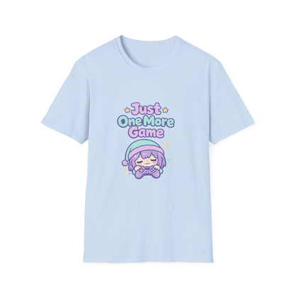 Just One More Game Gamer T‑Shirt — Cute Kawaii Sleeping Gamer Tee Printify