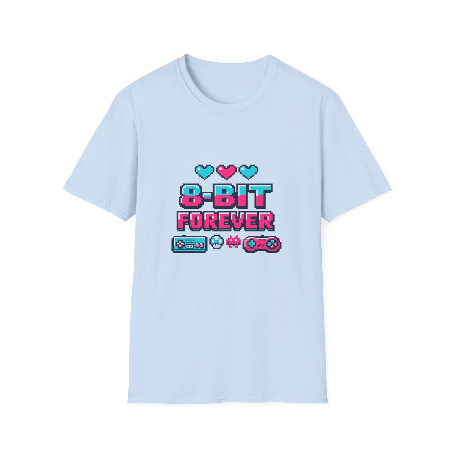 8-Bit Forever Retro Gaming T-Shirt — Pixel Hearts & Controller Tee Printify