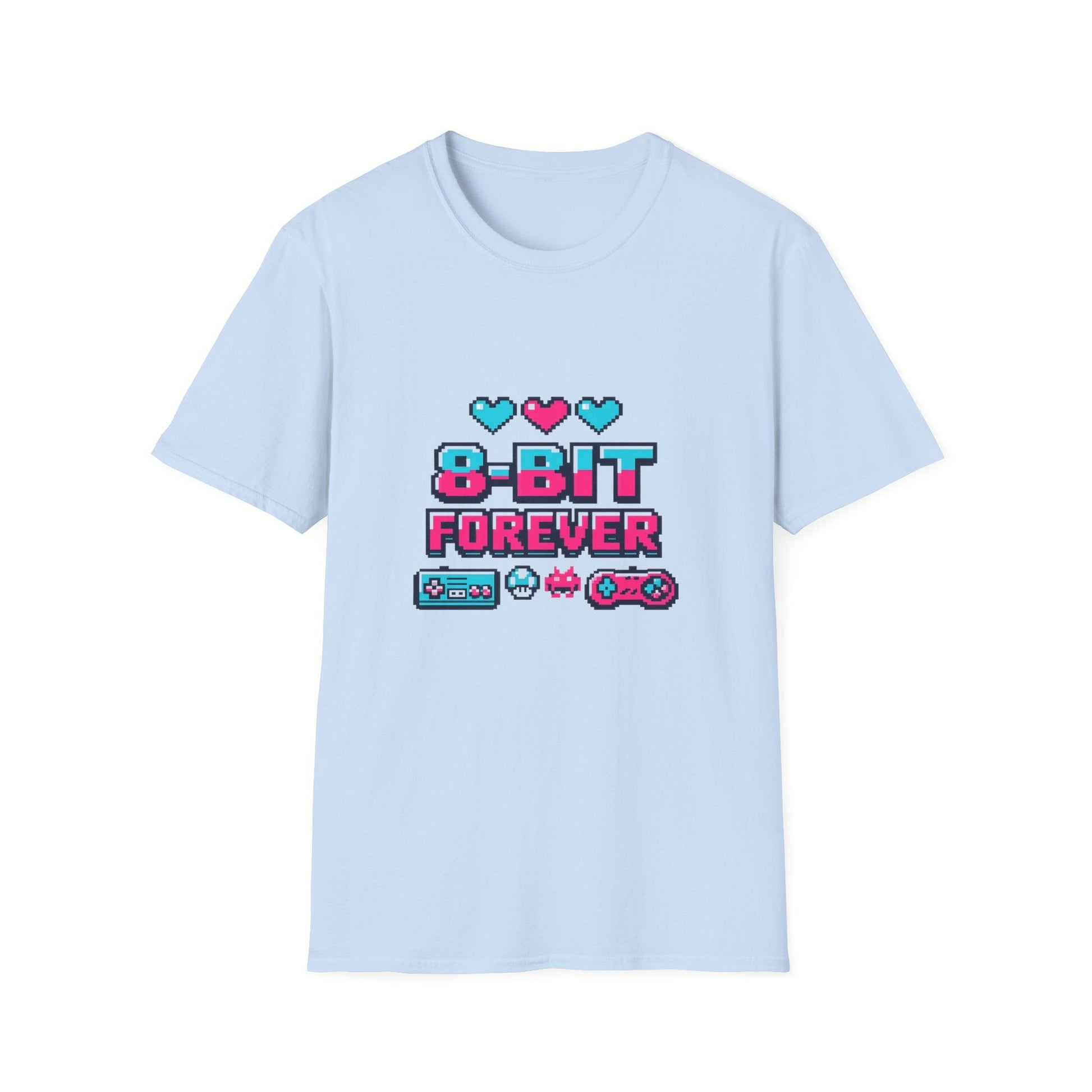 8-Bit Forever Retro Gaming T-Shirt — Pixel Hearts & Controller Tee Printify