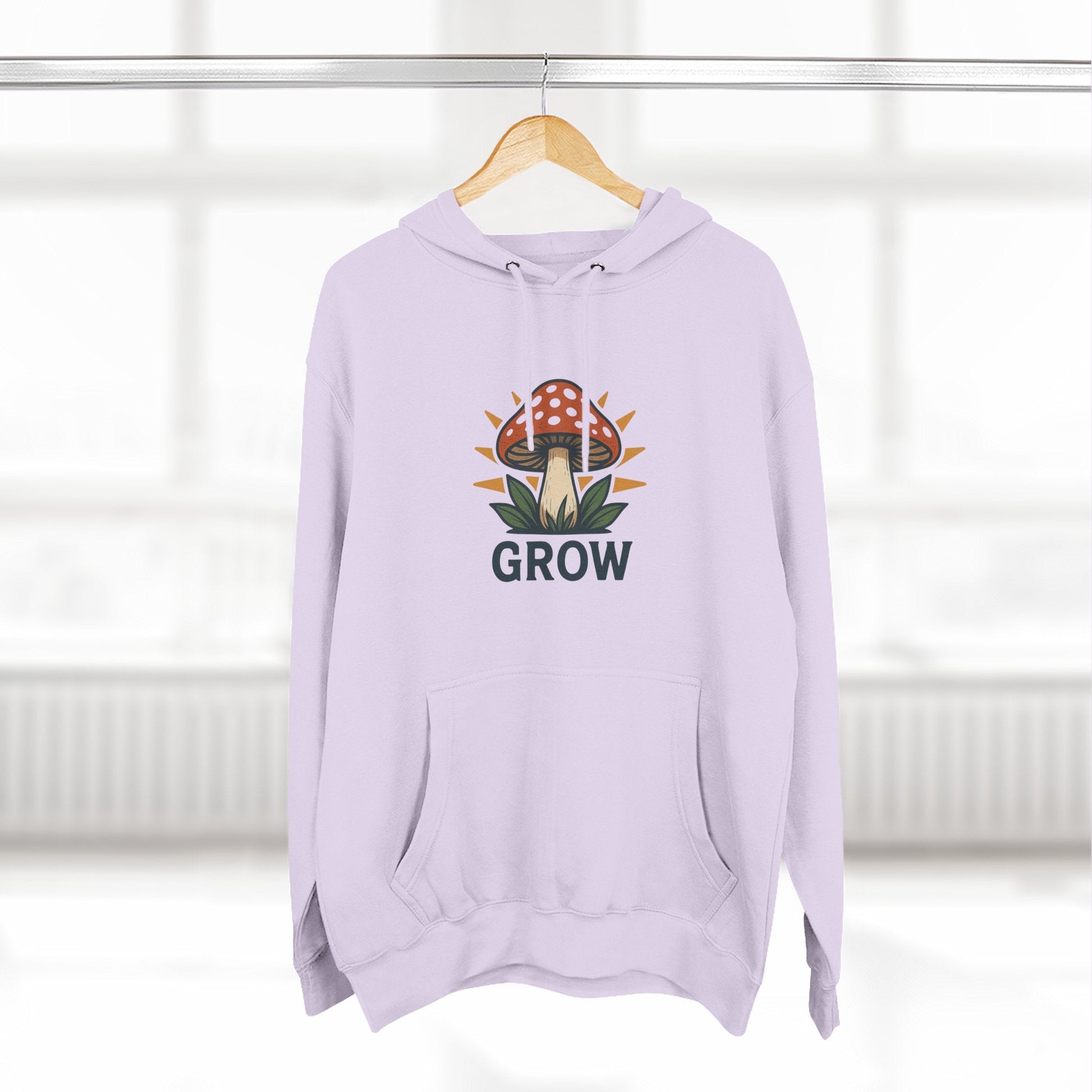 Grow Mushroom Hoodie – Unisex Botanical Graphic Fleece Pullover Printify