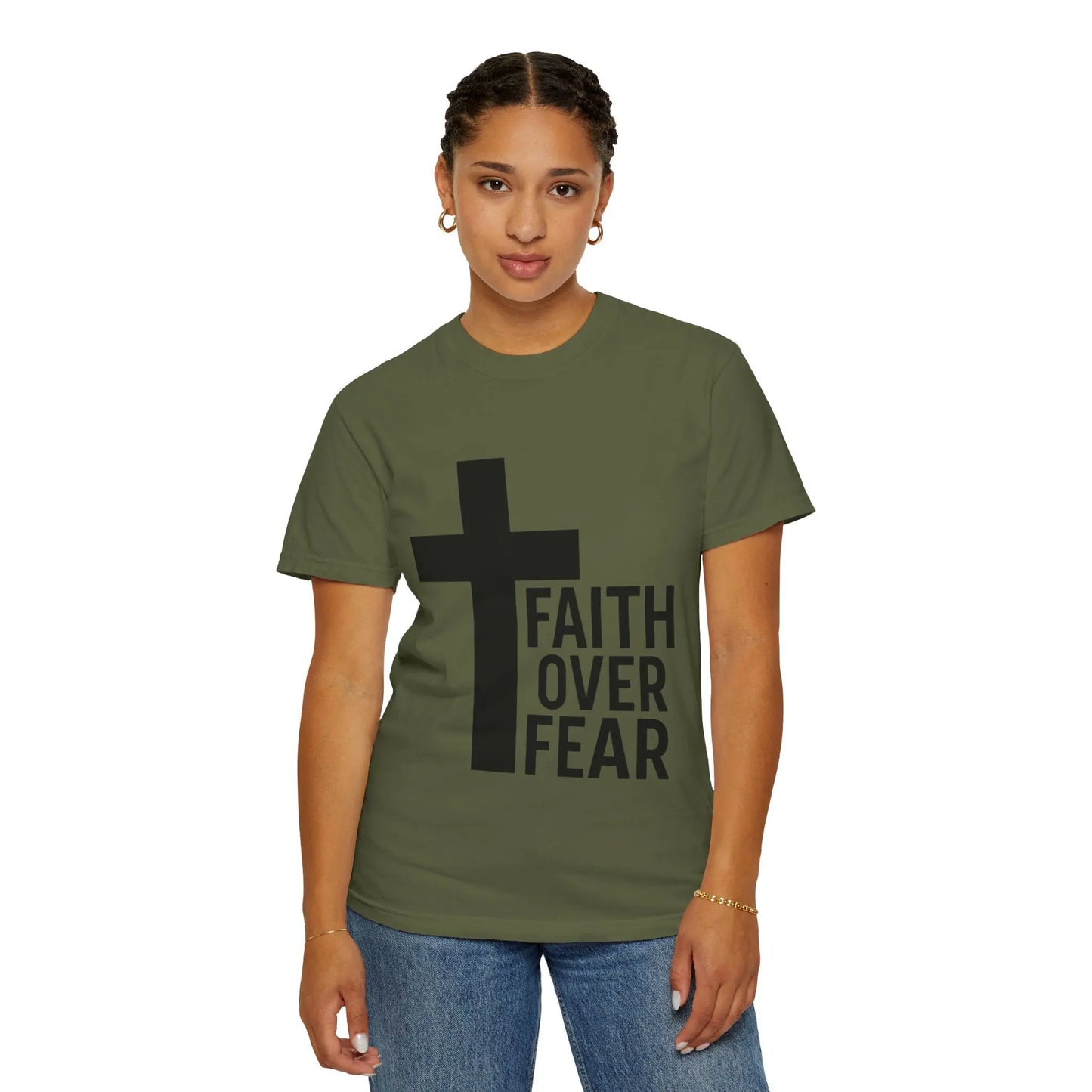 Faith Over Fear T-Shirt — Christian Cross Inspirational Tee Printify