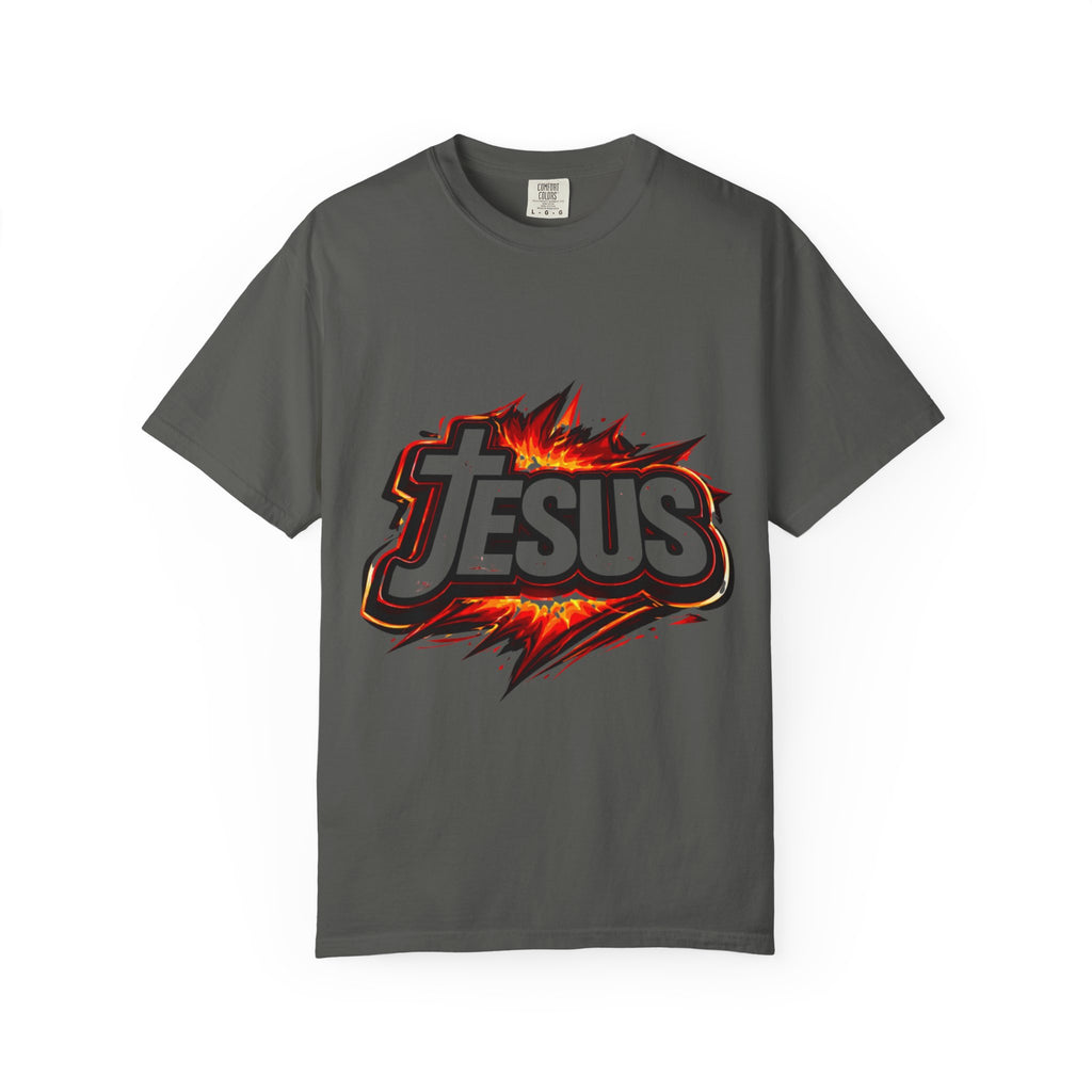 Jesus Graphic T-Shirt — Bold Flame Logo Christian Faith Tee