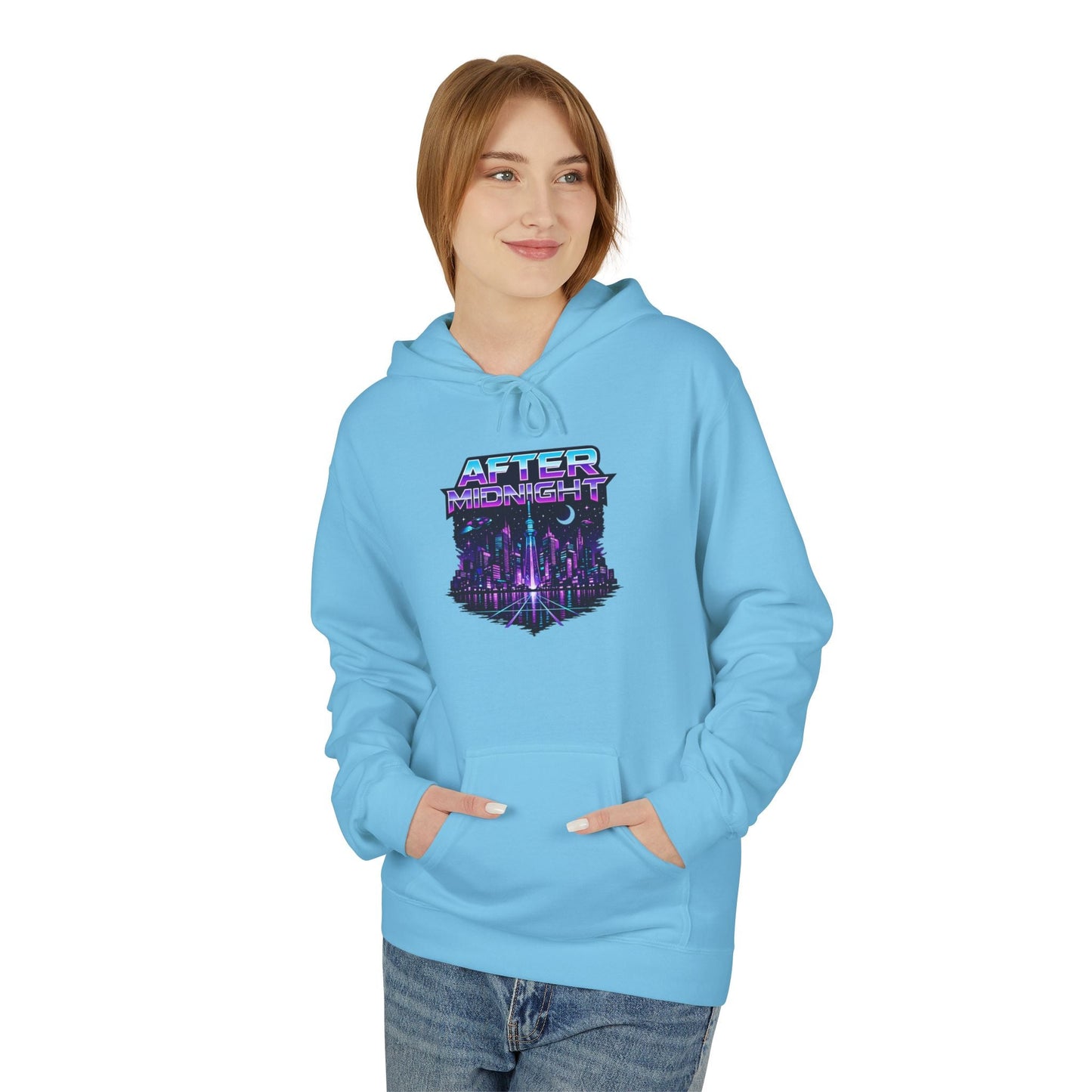Cyberpunk City 'AFTER' Graphic Hoodie — Retro Futuristic Streetwear Printify