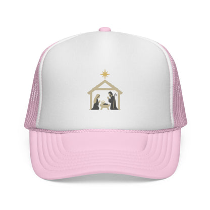 Nativity Trucker Cap — Christmas Manger Hat with Holy Family Design Printify