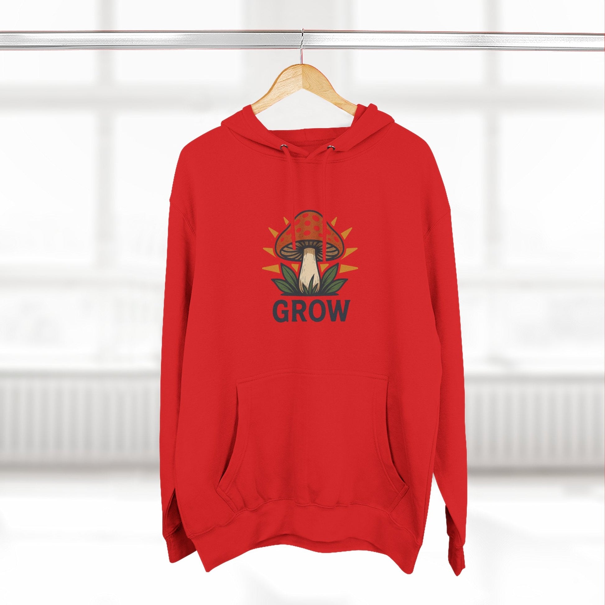 Grow Mushroom Hoodie – Unisex Botanical Graphic Fleece Pullover Printify