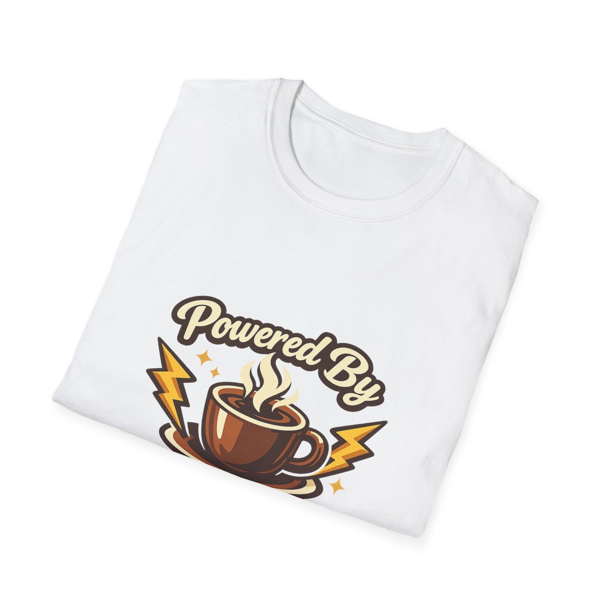 Powered By Coffee T-Shirt — Vintage Coffee Lover Tee Printify