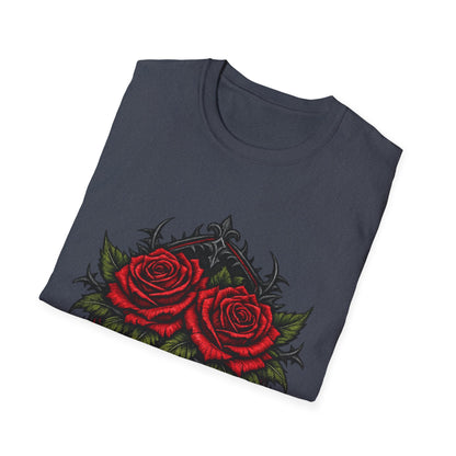 Rose Heart T-Shirt — Gothic Red Roses Graphic Tee Printify