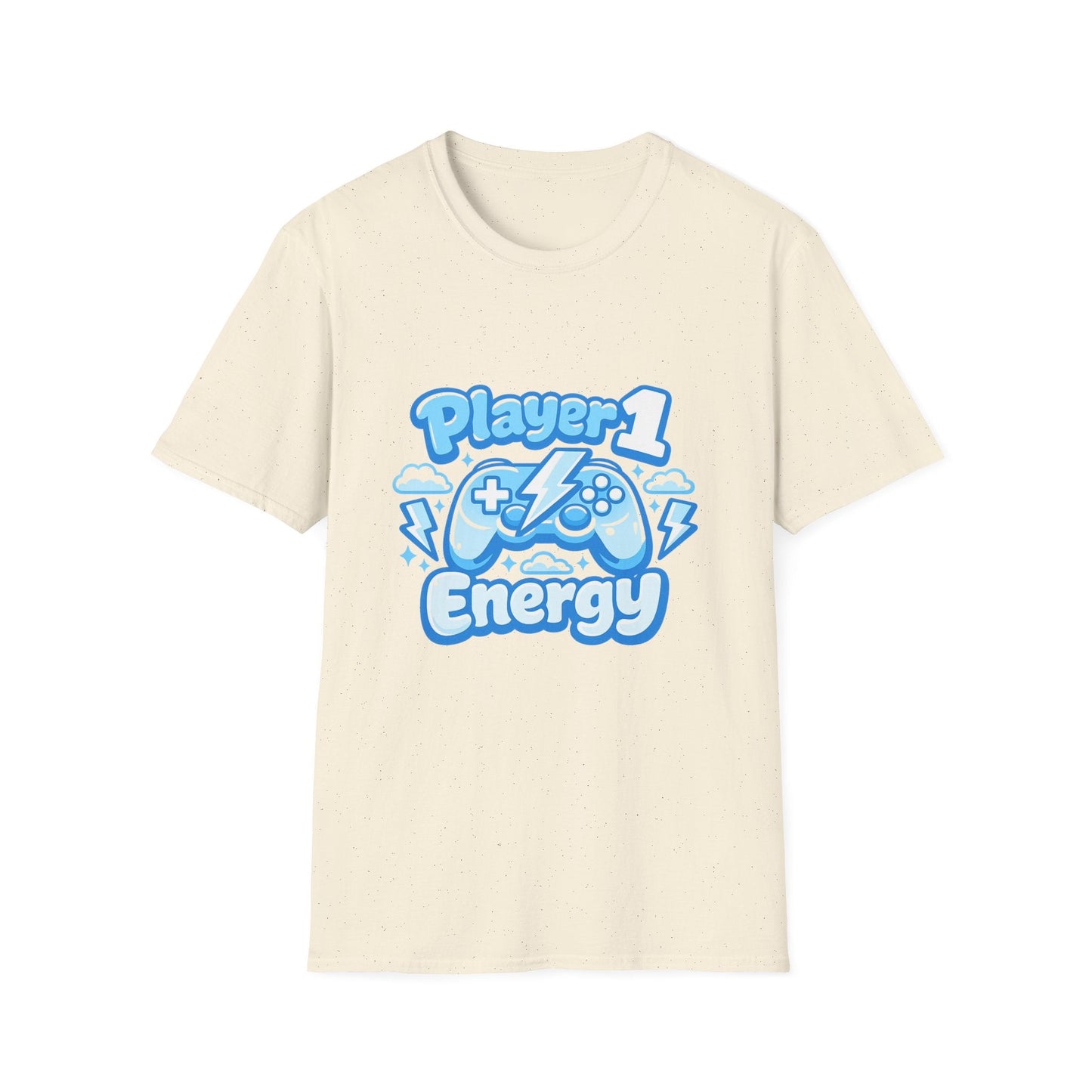 Player 1 Energy T-Shirt — Cute Blue Gamer Controller Graphic Tee Printify